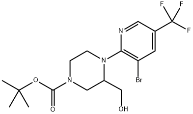 tert-butyl 4-(3-bromo-5-(trifluoromethyl)pyridin-2-yl)-3-(hydroxymethyl)piperazine-1-carboxylate Structure