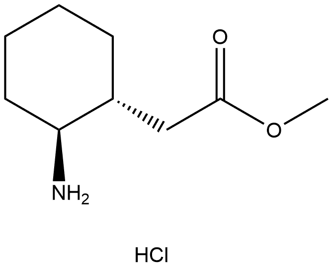 Cyclohexaneacetic acid, 2-amino-, methyl ester, hydrochloride (1:1), (1R,2S)-rel- Structure