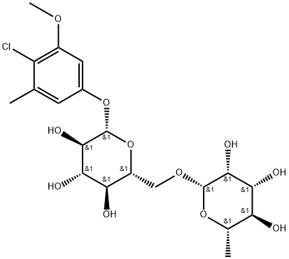 4-chloro-3-methoxy-5-methylphenyl 6-O-(6-deoxy-β-L-mannopyranosyl)-β-D-glucopyranoside Structure