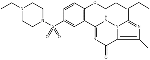 Imidazo[5,1-f][1,2,4]triazin-4(1H)-one, 2-[5-[(4-ethyl-1-piperazinyl)sulfonyl]-2-propoxyphenyl]-5-methyl-7-propyl- 구조식 이미지