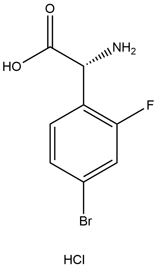 (R)-2-amino-2-(4-bromo-2-fluorophenyl)acetic acid
 hydrochloride Structure