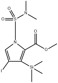 1H-Pyrrole-2-carboxylic acid, 1-[(dimethylamino)sulfonyl]-4-iodo-3-(trimethylsilyl)-, methyl ester Structure