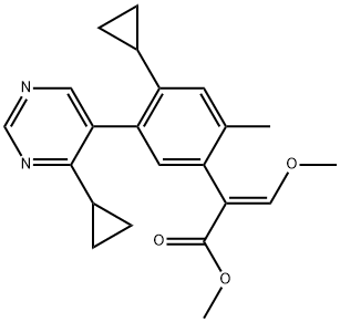 Methyl (αE)-4-cyclopropyl-5-(4-cyclopropyl-5-pyrimidinyl)-α-(methoxymethylene)-2-methylbenzeneacetate Structure