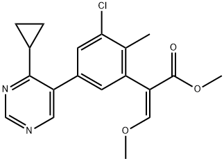 Methyl (αE)-3-chloro-5-(4-cyclopropyl-5-pyrimidinyl)-α-(methoxymethylene)-2-methylbenzeneacetate Structure