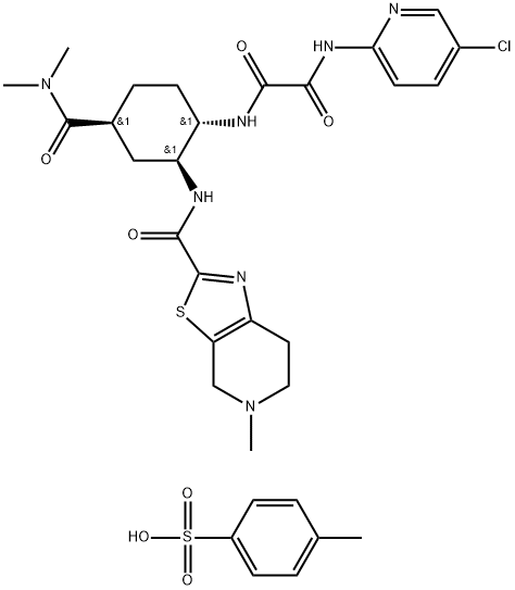 N 1 -(5-chloropyridin-2-yl)-N 2 -((1S,2S,4S)-4-(dimethylcarbamoyl)-2-(5- methyl-4,5,6,7-tetrahydrothiazolo[5,4-c]pyridine-2-carboxamido) cyclohexyl)oxalamide 4-methylbenzenesulfonate 구조식 이미지