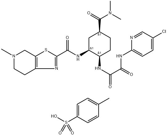 N1-(5-chloropyridin-2-yl)-N2-((1R,2S,4S)-4-(dimethylcarbamoyl)-2-(5-methyl-4,5,6,7-tetrahydrothiazolo[5,4-c]pyridine-2-carboxamido)cyclohexyl)oxalamide 4-methylbenzenesulfonate Structure