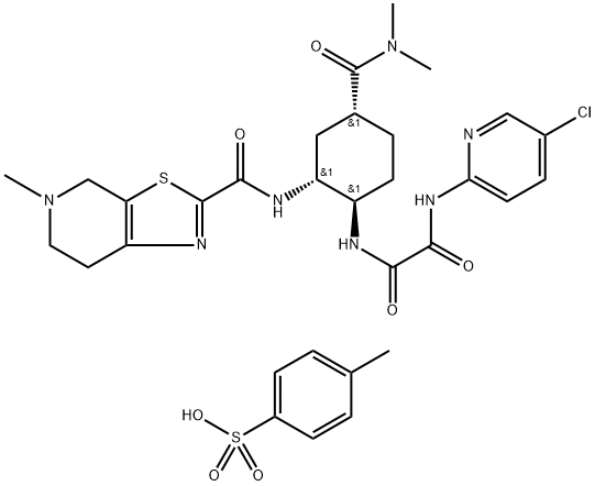 N1-(5-chloropyridin-2-yl)-N2-((1R,2R,4R)-4-(dimethylcarbamoyl)-2-(5-methyl-4,5,6,7-tetrahydrothiazolo[5,4-c]pyridine-2-carboxamido)cyclohexyl)oxalamide 4-methylbenzenesulfonate Structure