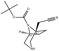tert-Butyl (1S,5S)-1-(cyanomethyl)-3,8-diazabicyclo[3.2.1]octane-8-carboxylate Structure