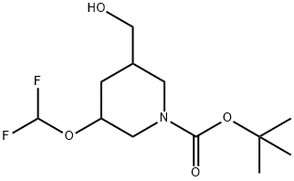 tert-Butyl 3-(difluoromethoxy)-5-(hydroxymethyl)piperidine-1-carboxylate Structure