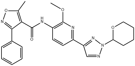 N-[2-Methoxy-6-[2-(tetrahydro-2H-pyran-2-yl)-2H-1,2,3-triazol-4-yl]-3-pyridinyl]-5-methyl-3-phenyl-4-isoxazolecarboxamide 구조식 이미지