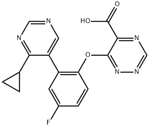 6-2-(4-Cyclopropyl-5-pyrimidinyl)-4-fluorophenoxy-1,2,4-triazine-5-carboxylic acid Structure