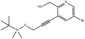 (5-Bromo-3-(3-((tert-butyldimethylsilyl)oxy)prop-1-yn-1-yl)pyridin-2-yl)methanol 구조식 이미지