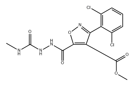 4,5-Isoxazoledicarboxylic acid, 3-(2,6-dichlorophenyl)-, 4-methyl ester, 5-[2-[(methylamino)carbonyl]hydrazide] Structure