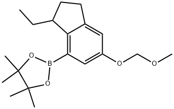 2-(3-Ethyl-6-(methoxymethoxy)-2,3-dihydro-1H-inden-4-yl)-4,4,5,5-tetramethyl-1,3,2-dioxaborolane 구조식 이미지
