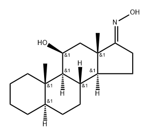 (17Z)-17-hydroxyimino-10,13-dimethyl-1,2,3,4,5,6,7,8,9,11,12,14,15,16- tetradecahydrocyclopenta[a]phenanthren-11-ol 구조식 이미지