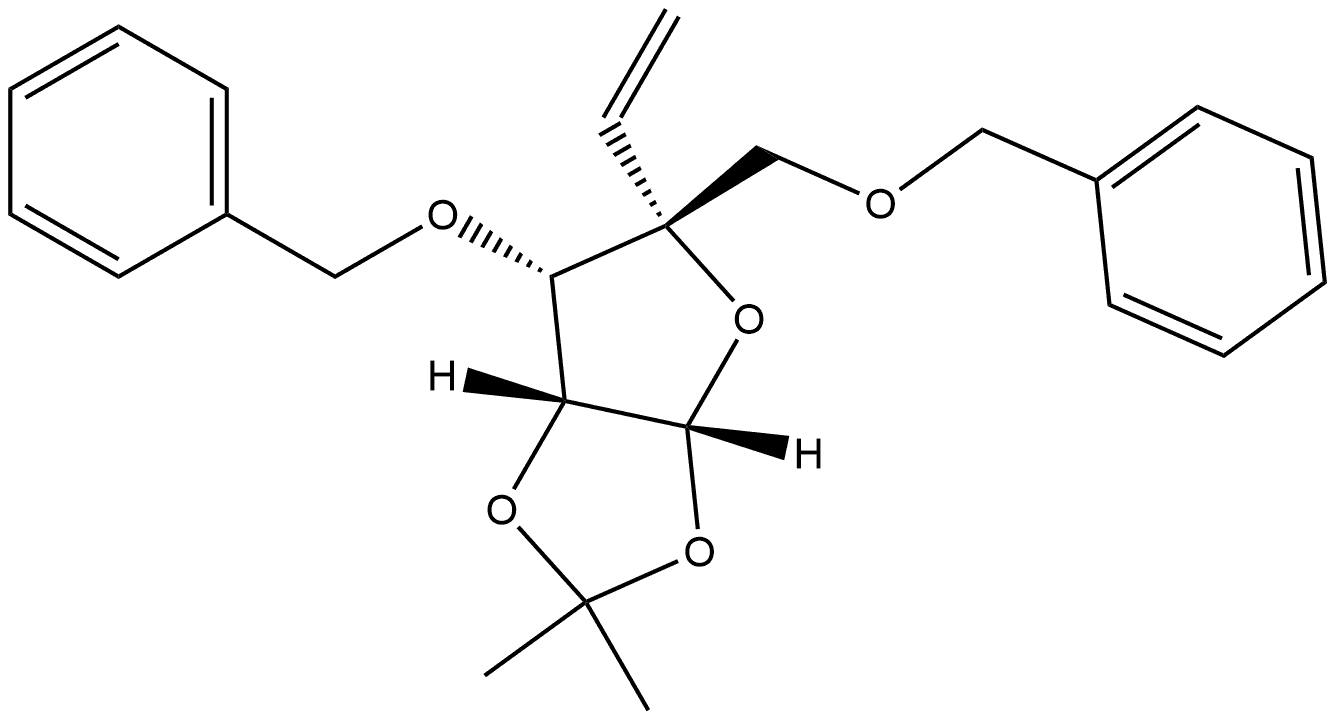 1-O,2-O-Isopropylidene-3-O,5-O-dibenzyl-4-vinyl-α-D-ribofuranose 구조식 이미지