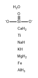 Aluminum calcium iron magnesium potassium sodium titanium oxide silicate (Al0.52-0.68Ca0.39-0.77Fe0.06-0.2Mg0.18-0.46K0.02-0.1Na0.09-0.41Ti0.02-0.04O0.82-1.42(SiO3)0.86-1.06) Structure