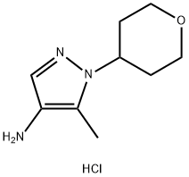 1H-Pyrazol-4-amine, 5-methyl-1-(tetrahydro-2H-pyran-4-yl)-, hydrochloride (1:1) 구조식 이미지