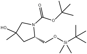 tert-Butyl (2S)-2-(((tert-butyldimethylsilyl)oxy)methyl)-4-hydroxy-4-methylpyrrolidine-1-carboxylate Structure