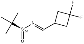 (E)-N-((3,3-Difluorocyclobutyl)methylene)-2-methylpropane-2-sulfinamide 구조식 이미지