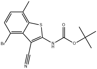 tert-Butyl (4-bromo-3-cyano-7-methylbenzo[b]thiophen-2-yl)carbamate Structure