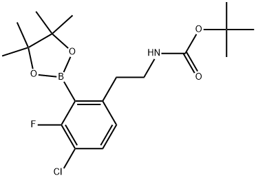tert-Butyl (4-chloro-3-fluoro-2-(4,4,5,5-tetramethyl-1,3,2-dioxaborolan-2-yl)phenethyl)carbamate 구조식 이미지