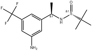S(R)]-N-[(1R)-1-[3-Amino-5-(trifluoromethyl)phenyl]ethyl]-2-methyl-2-propanesulfinamide Structure