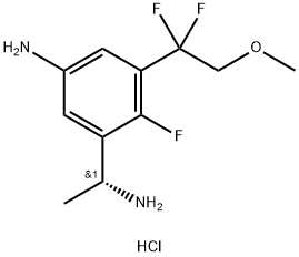 (R)-3-(1-Aminoethyl)-5-(1,1-difluoro-2-methoxyethyl)-4-fluoroaniline hydrochloride 구조식 이미지