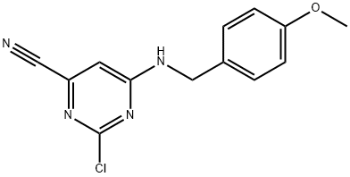 2-Chloro-6-((4-methoxybenzyl)amino)pyrimidine-4-carbonitrile Structure
