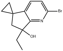 2-Bromo-7-ethyl-6,7-dihydrospiro[cyclopenta[b]pyridine-5,1'-cyclopropan]-7-ol 구조식 이미지