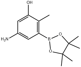 5-Amino-2-methyl-3-(4,4,5,5-tetramethyl-1,3,2-dioxaborolan-2-yl)phenol 구조식 이미지