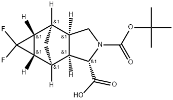 (1S,3aR,4R,4aR,5aS,6S,6aS)-2-(tert-Butoxycarbonyl)-5,5-difluorodecahydro-4,6-methanocyclopropa[f]isoindole-1-carboxylic acid Structure