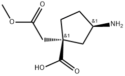 (1S,3R)-3-Amino-1-(2-methoxy-2-oxoethyl)cyclopentane-1-carboxylic acid 구조식 이미지