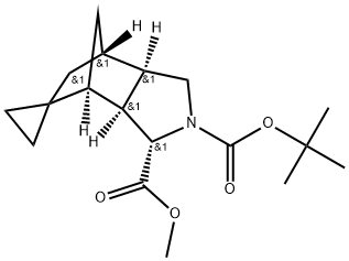 2'-(tert-Butyl) 3'-methyl (3'S,3a'S,4'S,7'S,7a'R)-hexahydrospiro[cyclopropane-1,5'-[4,7]methanoisoindole]-2',3'(3'H)-dicarboxylate 구조식 이미지