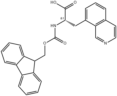 (S)-2-((((9H-Fluoren-9-yl)methoxy)carbonyl)amino)-3-(isoquinolin-8-yl)propanoic acid 구조식 이미지