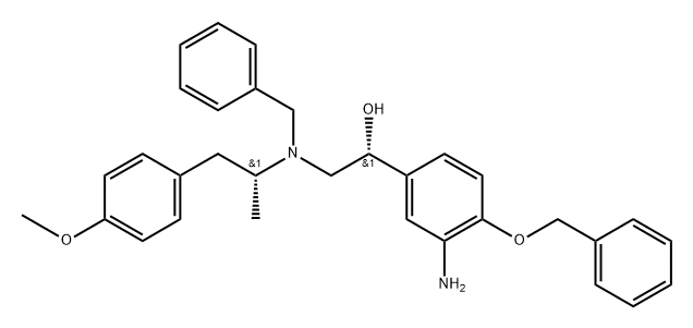 Benzenemethanol, 3-amino-α-[[[(1R)-2-(4-methoxyphenyl)-1-methylethyl](phenylmethyl)amino]methyl]-4-(phenylmethoxy)-, (αR)- 구조식 이미지