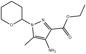 Ethyl 4-amino-5-methyl-1-(tetrahydro-2H-pyran-2-yl)-1H-pyrazole-3-carboxylate 구조식 이미지