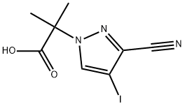 2-(3-Cyano-4-iodo-1H-pyrazol-1-yl)-2-methylpropanoic acid 구조식 이미지