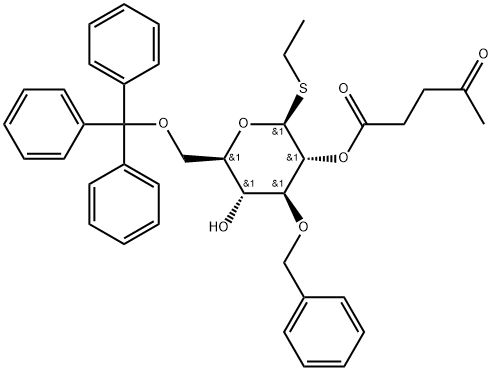 Ethyl 3-O-benzyl-2-O-levulinoyl-6-O-trityl-1-thio-β-D-glucopyranoside 구조식 이미지