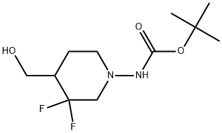 tert-Butyl (3,3-difluoro-4-(hydroxymethyl)piperidin-1-yl)carbamate 구조식 이미지