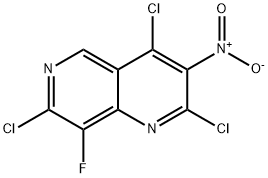 2,4,7-trichloro-8-fluoro-3-nitro-1,6-naphthyridine 구조식 이미지