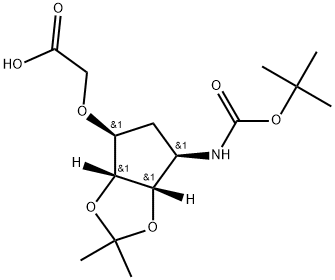 2-(3aR,4S,6R,6aS)-6-(1,1-Dimethylethoxy)carbonylaminotetrahydro-2,2-dimethyl-4H-cyclopenta-1,3-dioxol-4-yloxy-acetic acid Structure