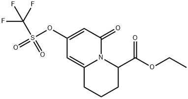 Ethyl 6-oxo-8-(((trifluoromethyl)sulfonyl)oxy)-1,3,4,6-tetrahydro-2H-quinolizine-4-carboxylate Structure