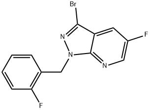 5-fluoro-1-(2-fluorobenzyl)-3-bromo-1H-pyrazolo-[3,4-b]pyridine Structure