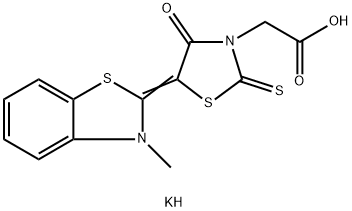 3-Thiazolidineacetic acid, 5-(3-methyl-2(3H)-benzothiazolylidene)-4-oxo-2-thioxo-, potassium salt (1:1) Structure