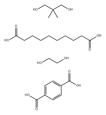 데칸다이오산 2,2-다이메틸-1,3-프로판다이올 및 1,2-에탄다이올 함유 1,4-벤젠다이카복실산 중합체 구조식 이미지