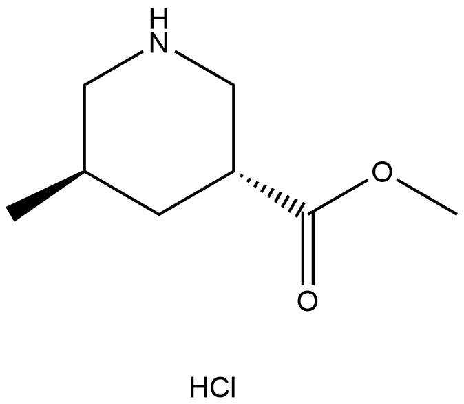 3-Piperidinecarboxylic acid, 5-methyl-, methyl ester, hydrochloride (1:1), (3R,5R)- Structure