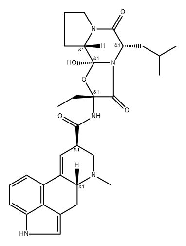 2'-Ethyl-12'-hydroxy-5'α-(2-methylpropyl)ergotaman-3',6',18-trione 구조식 이미지