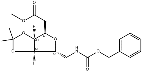 D-?altro-?Heptonic acid, 3,?6-?anhydro-?2,?7-?dideoxy-?4,?5-?O-?(1-?methylethylidene)?-?7-?[[(phenylmethoxy)?carbonyl]?amino]?-?, methyl ester Structure