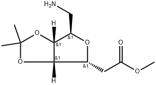 D-?altro-?Heptonic acid, 7-?amino-?3,?6-?anhydro-?2,?7-?dideoxy-?4,?5-?O-?(1-?methylethylidene)?-?, methyl ester Structure